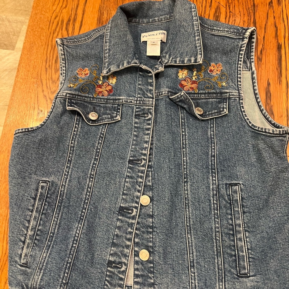 Pendleton Blue Denim Vest with Embroidery